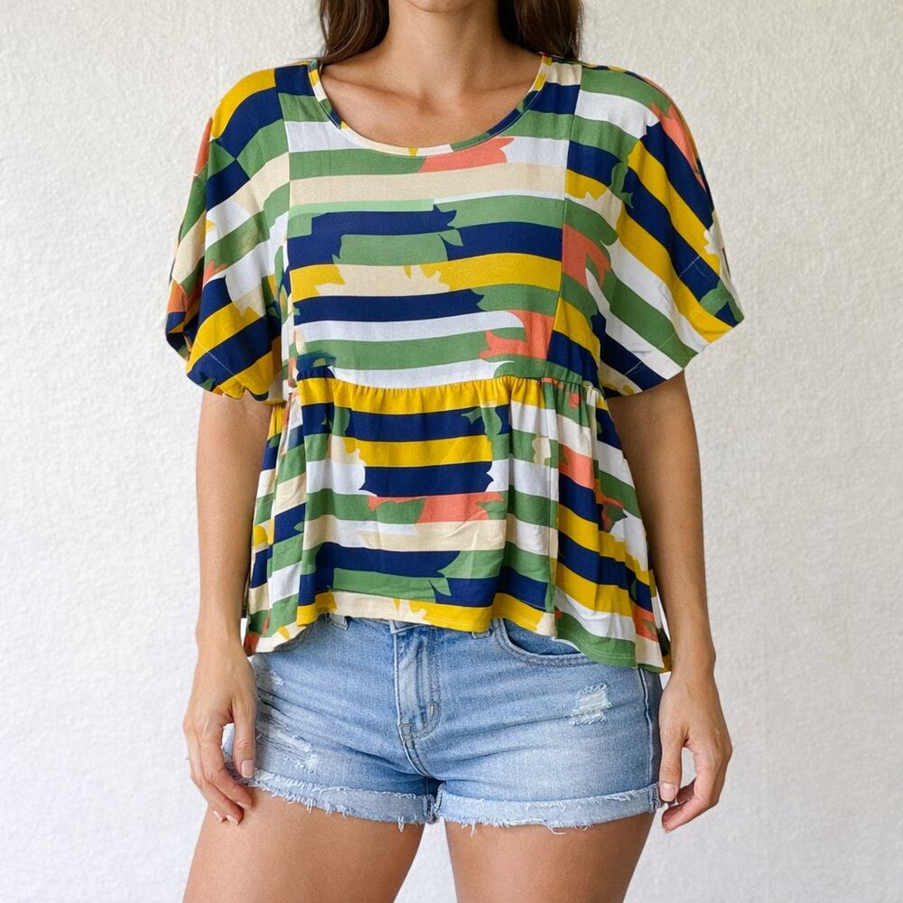 Maeve Anthropologie Milla Multicolor Striped Top Size S